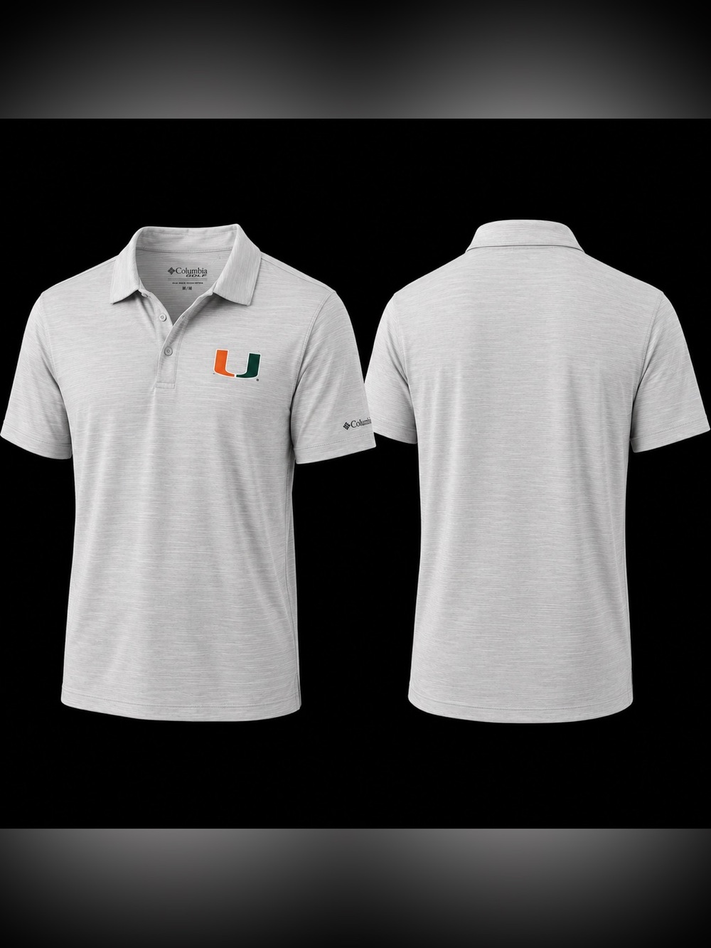 🆕 Columbia Golf Miami Hurricanes Omni-Wick Polo Men’s Medium Gray EUC
